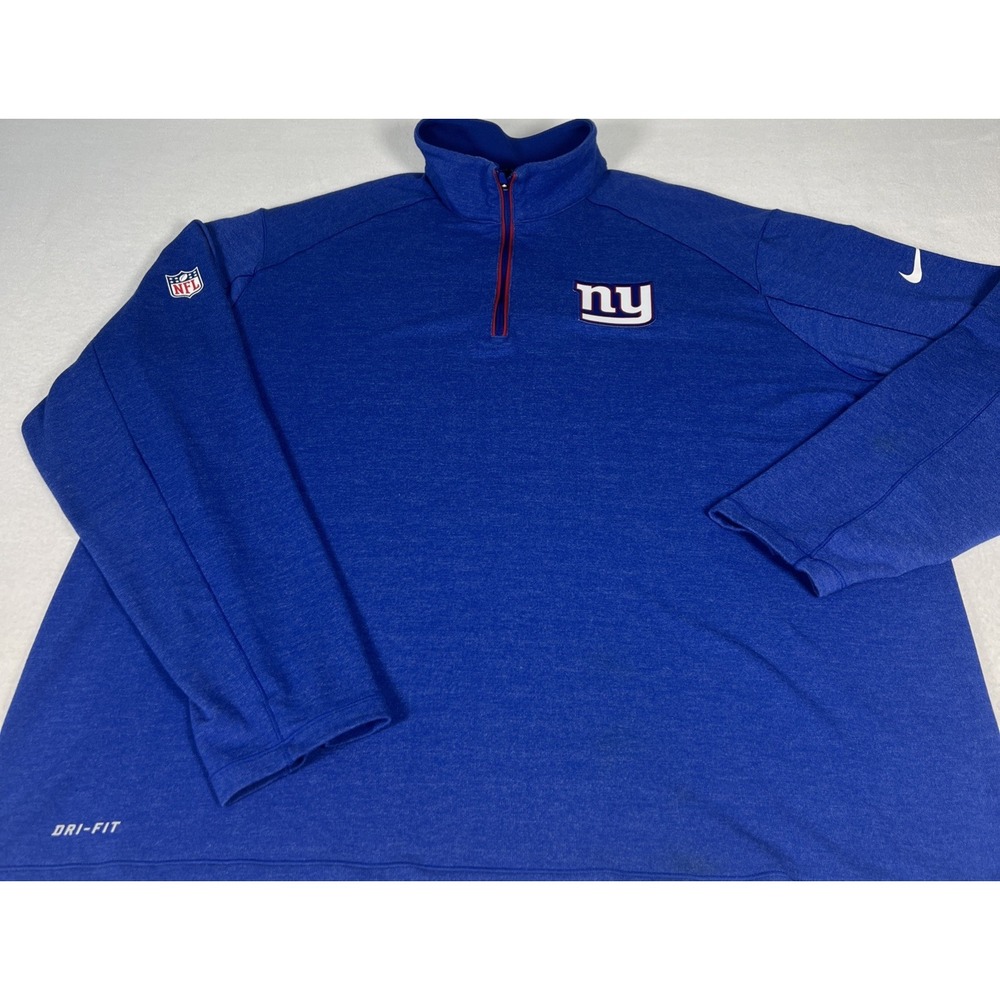 Nike‎ Dri-FIT New York Giants NFL On Field 1/4 Zip Pullover Blue 2XL XXL